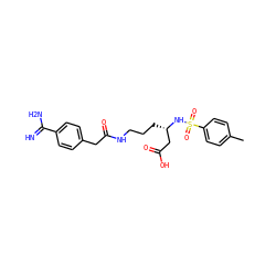 Cc1ccc(S(=O)(=O)N[C@@H](CCCNC(=O)Cc2ccc(C(=N)N)cc2)CC(=O)O)cc1 ZINC000003796644