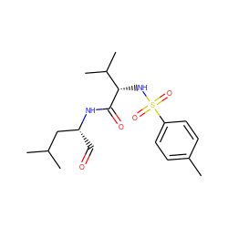 Cc1ccc(S(=O)(=O)N[C@H](C(=O)N[C@H](C=O)CC(C)C)C(C)C)cc1 ZINC000013493515