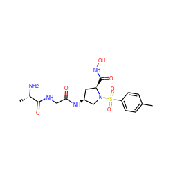 Cc1ccc(S(=O)(=O)N2C[C@@H](NC(=O)CNC(=O)[C@H](C)N)C[C@H]2C(=O)NO)cc1 ZINC000169330866