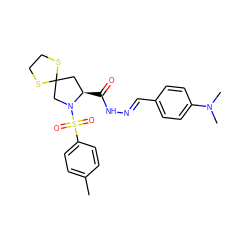 Cc1ccc(S(=O)(=O)N2CC3(C[C@H]2C(=O)N/N=C/c2ccc(N(C)C)cc2)SCCS3)cc1 ZINC000653737498