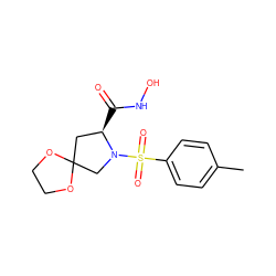 Cc1ccc(S(=O)(=O)N2CC3(C[C@H]2C(=O)NO)OCCO3)cc1 ZINC000040424640