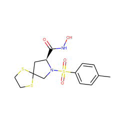 Cc1ccc(S(=O)(=O)N2CC3(C[C@H]2C(=O)NO)SCCS3)cc1 ZINC000103249740