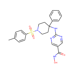 Cc1ccc(S(=O)(=O)N2CCC(Nc3ncc(C(=O)NO)cn3)(c3ccccc3)CC2)cc1 ZINC001772612720