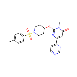 Cc1ccc(S(=O)(=O)N2CCC(Oc3nc(-c4ccncn4)cc(=O)n3C)CC2)cc1 ZINC000146499297