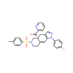 Cc1ccc(S(=O)(=O)N2CCC3=Cc4c(cnn4-c4ccc(F)cc4)C[C@]3(C(=O)c3ccccn3)C2)cc1 ZINC000142092726