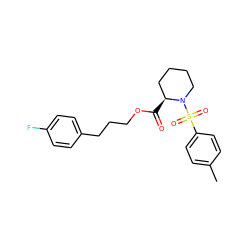 Cc1ccc(S(=O)(=O)N2CCCC[C@@H]2C(=O)OCCCc2ccc(F)cc2)cc1 ZINC000013441773