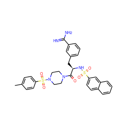 Cc1ccc(S(=O)(=O)N2CCN(C(=O)[C@@H](Cc3cccc(C(=N)N)c3)NS(=O)(=O)c3ccc4ccccc4c3)CC2)cc1 ZINC000026839977