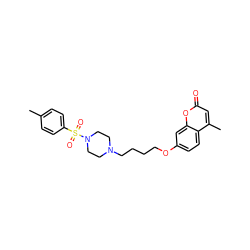 Cc1ccc(S(=O)(=O)N2CCN(CCCCOc3ccc4c(C)cc(=O)oc4c3)CC2)cc1 ZINC000096929497