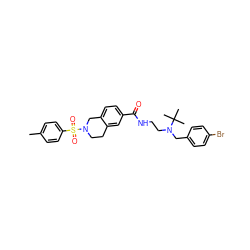 Cc1ccc(S(=O)(=O)N2CCc3cc(C(=O)NCCN(Cc4ccc(Br)cc4)C(C)(C)C)ccc3C2)cc1 ZINC000474607078