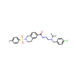 Cc1ccc(S(=O)(=O)N2CCc3cc(C(=O)NCCN(Cc4ccc(Cl)cc4)C(C)C)ccc3C2)cc1 ZINC000474609880