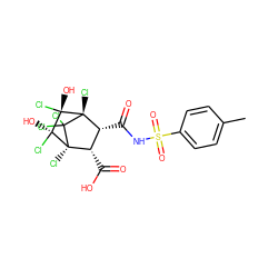 Cc1ccc(S(=O)(=O)NC(=O)[C@@H]2[C@H](C(=O)O)[C@]3(Cl)C(Cl)(Cl)[C@]2(Cl)[C@@](O)(Cl)[C@]3(O)Cl)cc1 ZINC000299871908