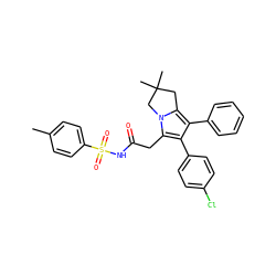 Cc1ccc(S(=O)(=O)NC(=O)Cc2c(-c3ccc(Cl)cc3)c(-c3ccccc3)c3n2CC(C)(C)C3)cc1 ZINC000043059159