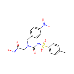 Cc1ccc(S(=O)(=O)NC(=O)N(CC(=O)NO)Cc2ccc([N+](=O)[O-])cc2)cc1 ZINC000013808307