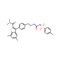 Cc1ccc(S(=O)(=O)NC(=O)NCCc2ccc(-c3c(C(=O)N(C)C)sc4c(C)cc(C)cc34)cc2)cc1 ZINC000066251360