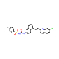 Cc1ccc(S(=O)(=O)NC(=O)Nc2ccc3c(/C=C/c4ccc5ccc(Cl)cc5n4)cccc3c2)cc1 ZINC000029548851