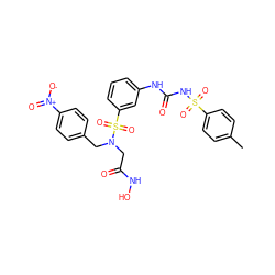 Cc1ccc(S(=O)(=O)NC(=O)Nc2cccc(S(=O)(=O)N(CC(=O)NO)Cc3ccc([N+](=O)[O-])cc3)c2)cc1 ZINC000029548907