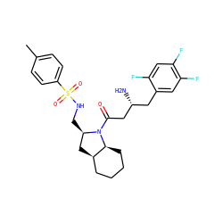 Cc1ccc(S(=O)(=O)NC[C@@H]2C[C@@H]3CCCC[C@@H]3N2C(=O)C[C@H](N)Cc2cc(F)c(F)cc2F)cc1 ZINC000299840135