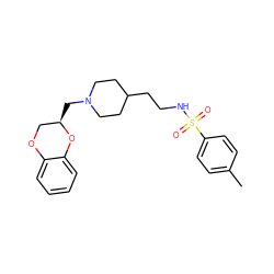 Cc1ccc(S(=O)(=O)NCCC2CCN(C[C@@H]3COc4ccccc4O3)CC2)cc1 ZINC000013813628