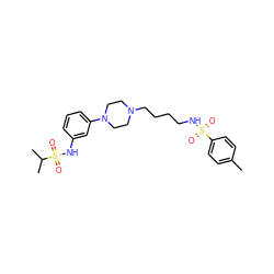 Cc1ccc(S(=O)(=O)NCCCCN2CCN(c3cccc(NS(=O)(=O)C(C)C)c3)CC2)cc1 ZINC000013703816