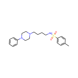 Cc1ccc(S(=O)(=O)NCCCCN2CCN(c3ccccc3)CC2)cc1 ZINC000013703802