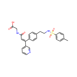 Cc1ccc(S(=O)(=O)NCCc2ccc(/C(=C\C(=O)NCC(=O)O)c3cccnc3)cc2)cc1 ZINC000013733246