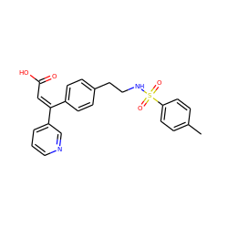 Cc1ccc(S(=O)(=O)NCCc2ccc(/C(=C\C(=O)O)c3cccnc3)cc2)cc1 ZINC000013733211