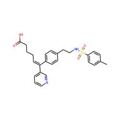 Cc1ccc(S(=O)(=O)NCCc2ccc(/C(=C\CCCC(=O)O)c3cccnc3)cc2)cc1 ZINC000013733183