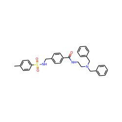 Cc1ccc(S(=O)(=O)NCc2ccc(C(=O)NCCN(Cc3ccccc3)Cc3ccccc3)cc2)cc1 ZINC000066148807