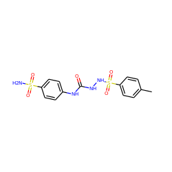 Cc1ccc(S(=O)(=O)NNC(=O)Nc2ccc(S(N)(=O)=O)cc2)cc1 ZINC000299829301