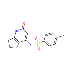 Cc1ccc(S(=O)(=O)Nc2cc(=O)[nH]c3c2CCC3)cc1 ZINC000008581317