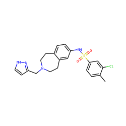 Cc1ccc(S(=O)(=O)Nc2ccc3c(c2)CCN(Cc2cc[nH]n2)CC3)cc1Cl ZINC000049019862