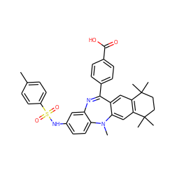 Cc1ccc(S(=O)(=O)Nc2ccc3c(c2)N=C(c2ccc(C(=O)O)cc2)c2cc4c(cc2N3C)C(C)(C)CCC4(C)C)cc1 ZINC000028824164