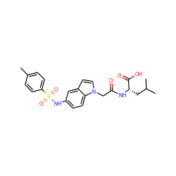 Cc1ccc(S(=O)(=O)Nc2ccc3c(ccn3CC(=O)N[C@@H](CC(C)C)C(=O)O)c2)cc1 ZINC000299836028