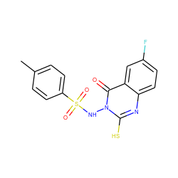 Cc1ccc(S(=O)(=O)Nn2c(S)nc3ccc(F)cc3c2=O)cc1 ZINC000653783785