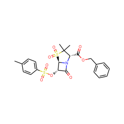 Cc1ccc(S(=O)(=O)O[C@H]2C(=O)N3[C@@H](C(=O)OCc4ccccc4)C(C)(C)S(=O)(=O)[C@H]23)cc1 ZINC000026167153