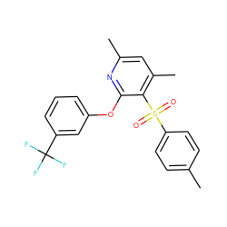 Cc1ccc(S(=O)(=O)c2c(C)cc(C)nc2Oc2cccc(C(F)(F)F)c2)cc1 ZINC000001403469