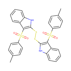 Cc1ccc(S(=O)(=O)c2c(SSc3[nH]c4ccccc4c3S(=O)(=O)c3ccc(C)cc3)[nH]c3ccccc23)cc1 ZINC000027724868