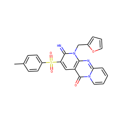 Cc1ccc(S(=O)(=O)c2cc3c(=O)n4ccccc4nc3n(Cc3ccco3)c2=N)cc1 ZINC000000799000