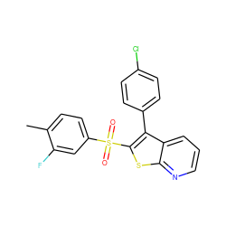 Cc1ccc(S(=O)(=O)c2sc3ncccc3c2-c2ccc(Cl)cc2)cc1F ZINC000138759196