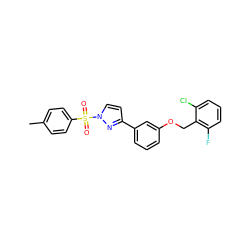 Cc1ccc(S(=O)(=O)n2ccc(-c3cccc(OCc4c(F)cccc4Cl)c3)n2)cc1 ZINC000001390015