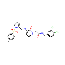 Cc1ccc(S(=O)(=O)n2cccc2CNc2cccn(CC(=O)NCc3ccc(Cl)c(Cl)c3)c2=O)cc1 ZINC000653713278