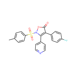 Cc1ccc(S(=O)(=O)n2oc(=O)c(-c3ccc(F)cc3)c2-c2ccncc2)cc1 ZINC000029054901