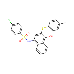 Cc1ccc(Sc2cc(NS(=O)(=O)c3ccc(Cl)cc3)c3ccccc3c2O)cc1 ZINC000008974173