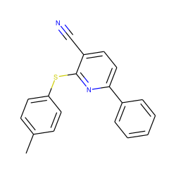 Cc1ccc(Sc2nc(-c3ccccc3)ccc2C#N)cc1 ZINC000003128230