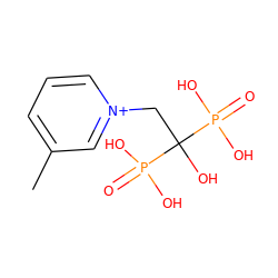 Cc1ccc[n+](CC(O)(P(=O)(O)O)P(=O)(O)O)c1 ZINC000013643022