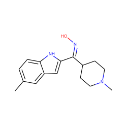 Cc1ccc2[nH]c(/C(=N\O)C3CCN(C)CC3)cc2c1 ZINC000066263241