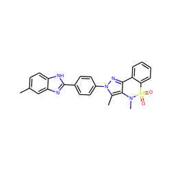 Cc1ccc2[nH]c(-c3ccc(-n4nc5c(c4C)N(C)S(=O)(=O)c4ccccc4-5)cc3)nc2c1 ZINC000169307034