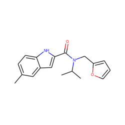 Cc1ccc2[nH]c(C(=O)N(Cc3ccco3)C(C)C)cc2c1 ZINC000299833070