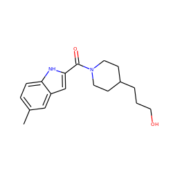 Cc1ccc2[nH]c(C(=O)N3CCC(CCCO)CC3)cc2c1 ZINC000096282476