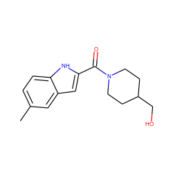 Cc1ccc2[nH]c(C(=O)N3CCC(CO)CC3)cc2c1 ZINC000096282477